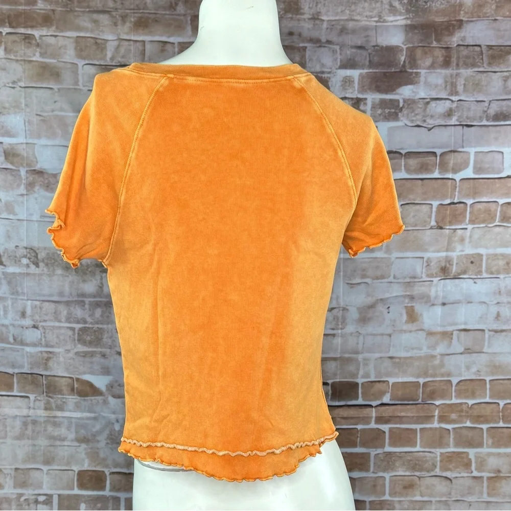 Sinful By Affliction Catherine Short Sleeve Orange Crop Top - NWT - Picture 7 of 10